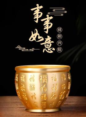 黄铜米缸聚财招财进宝百福缸聚宝盆客厅店铺办公室纯黄铜守财摆件