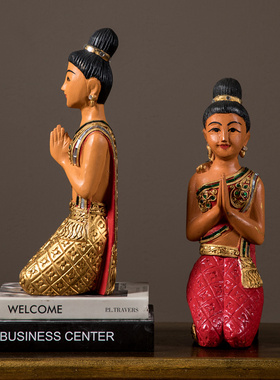 速发泰国餐厅玄关木雕迎南件偶摆人东宾亚风格装饰品泰式风情佛像