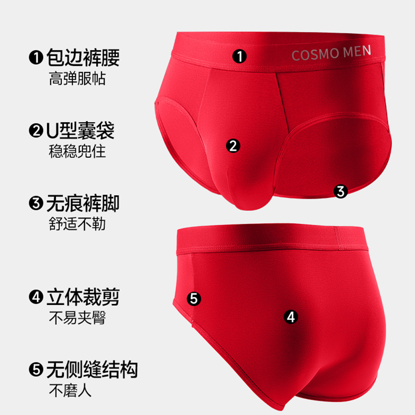 都市丽人本命年男士红色三角内裤纯棉抗菌短裤结婚礼物平角裤衩子,淘宝优惠券,粉丝福利购,淘宝优惠卷