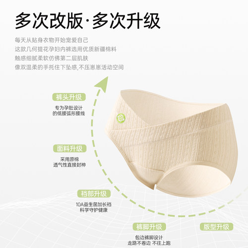 都市丽人孕妇内裤女纯棉抗菌裆孕早中晚期低腰托腹产后专用三角裤 - 图2