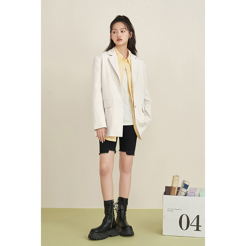 茵曼西装外套2022年早春季新款宽松 茵曼一零一度西装