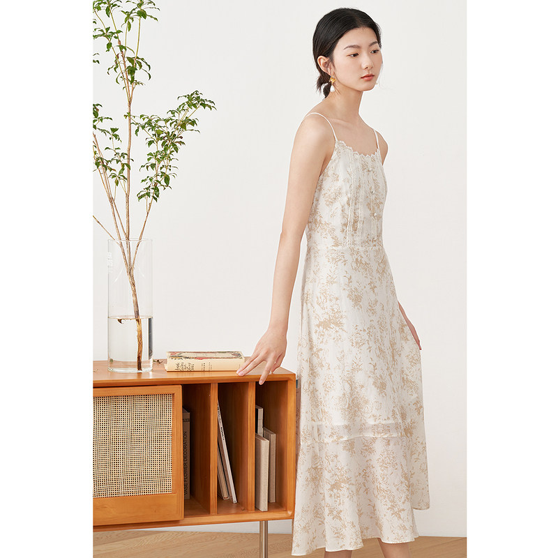【商场同款】茵曼气质吊带花边裙子 茵曼一零一度连衣裙