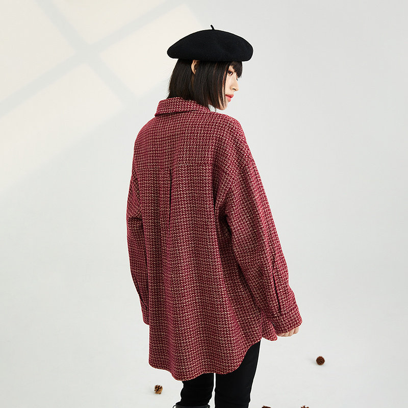 茵曼长袖衬衫新年红 茵曼一零一度衬衫