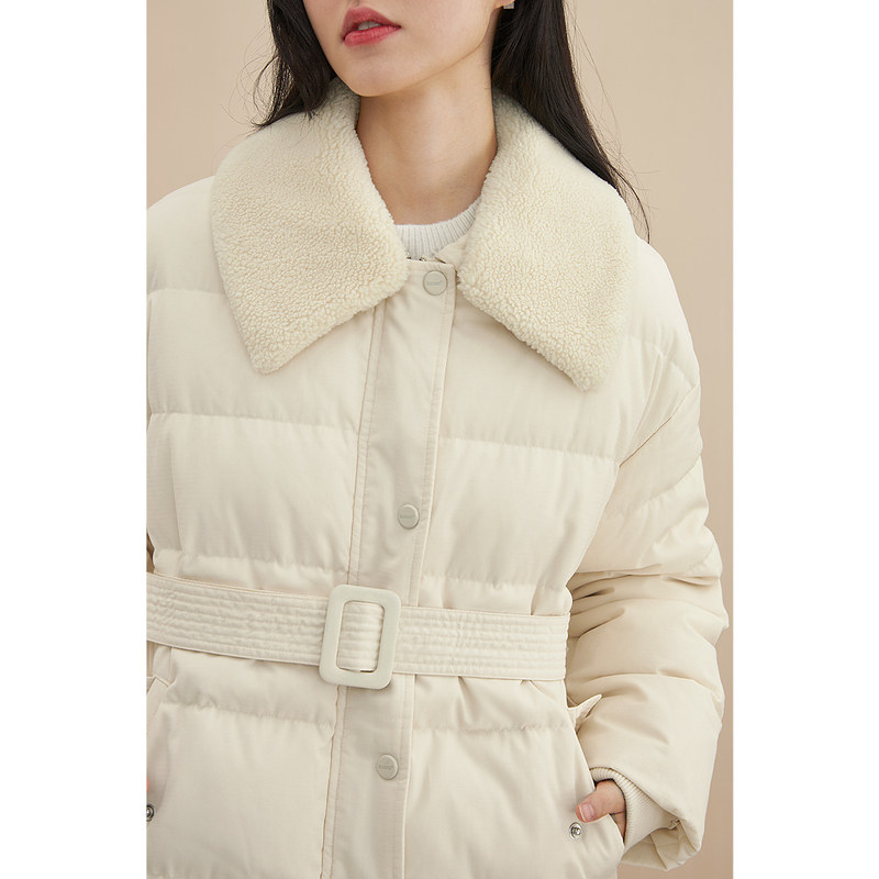 茵曼2021年冬季新款拼接腰带羽绒服 茵曼一零一度羽绒服