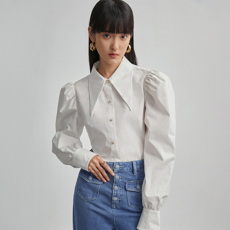 茵曼旗舰店长袖2021秋季新款衬衫 茵曼一零一度衬衫
