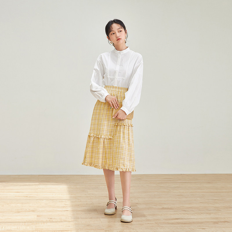 茵曼2021秋装新款女气质立领衬衣 茵曼一零一度衬衫