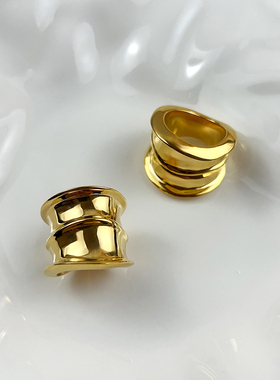 欧美小众设计金属宽版多层凹面戒指女个性复古轻奢高级感