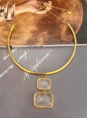 夸张经典款方糖水晶系列项圈