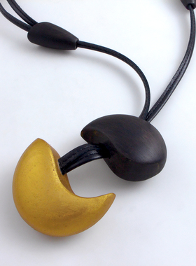 黑檀木复古吊坠项链手工