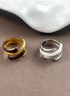 欧美小众设计拥抱螺旋戒指叠戴款复古高级指环开口可调节