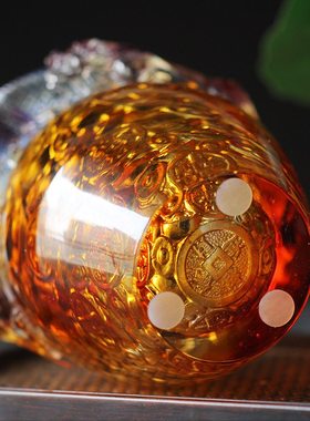 速发古法琉璃居龙聚宝盆招筒摆件螭家客厅办公笔财镇宅摆放送礼