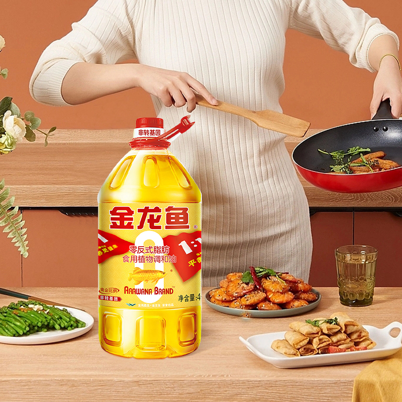 4L金龙鱼食用油非转基因黄金比例调和油色拉油家用大桶炒菜油粮油