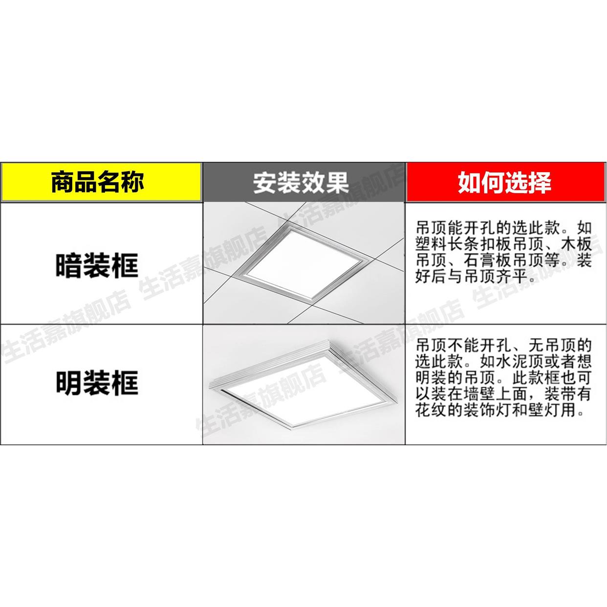 浴霸转换框300x600加厚集成吊顶灯石膏板专用转接边框外框架30x60-图3