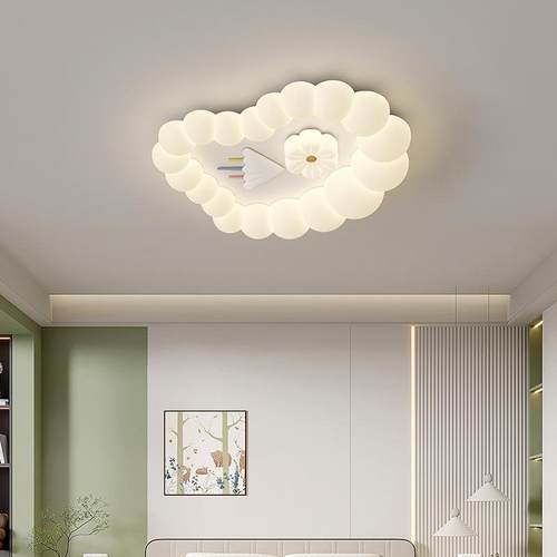 云朵奶油风吸顶灯卧室房间灯简约现代儿童房灯全光谱LED卡通灯具 - 图2