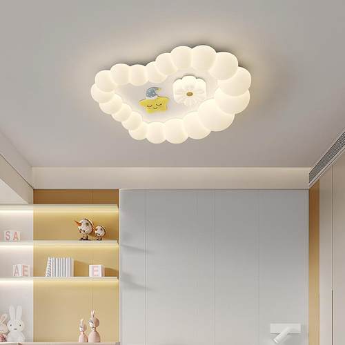 云朵奶油风吸顶灯卧室房间灯简约现代儿童房灯全光谱LED卡通灯具 - 图1