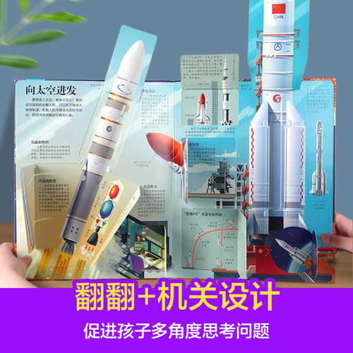 揭秘系列儿童翻翻书乐乐趣3-6-8-12岁以上儿童3d立体书立体书乐乐趣揭秘翻翻书系列揭秘太空百科全书海洋地球人体恐龙交通工具绘本 - 图0