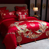 Mercury Home Textile Wedding Four-Piece Set Pure Cotton Embroidery Dragon and Phoenix