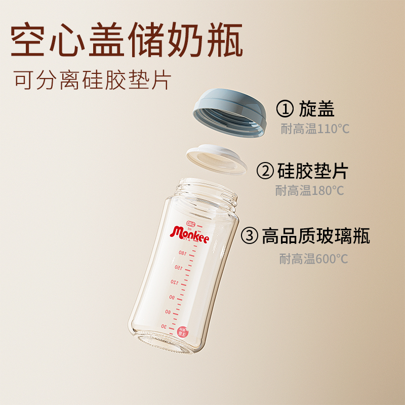 梦呵储奶瓶玻璃PPSU适配贝亲奶嘴新生儿大容量冰箱专用母乳保鲜瓶 - 图2