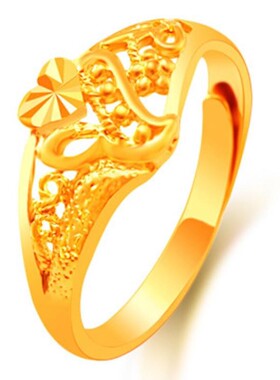 孟加拉赤金首饰沙金色戒指女士久不掉色小众甜美仿黄金开口铜合金