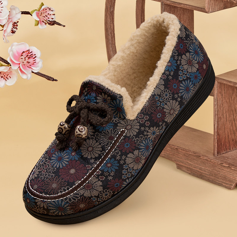 老北京布鞋女秋冬加绒加厚防滑保暖中老年豆豆棉鞋妈妈百搭毛毛鞋,淘宝优惠券,粉丝福利购,淘宝优惠卷