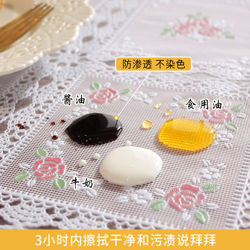 桌布防水防油免洗pvc蕾丝书桌布北欧ins风长方形餐桌布台布茶几垫 - 图0
