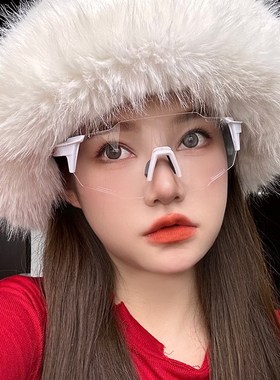 速发复古无框太边户外运动骑行白镜山滑雪墨登方圆脸