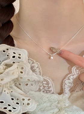 为晚s999纯银天然淡水珍珠碎银子项链高级感轻奢夏天锁骨链女简约