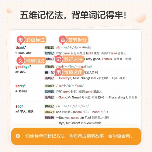 星火小学英语单词汇总表小学生必背单词高频词汇速记卡自然拼读记背情境秒记书小升初语法专项一二年级三四年级五六年级记忆本 - 图2