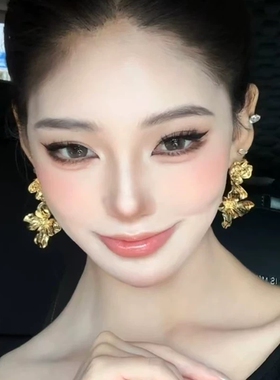 金色流苏耳环女高级感金属夸张耳坠长款珍珠耳夹富家千金感大耳饰