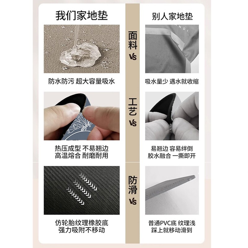 Diatom mud quick-drying soft floor mat for bathroom and toilet door