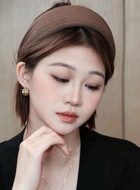 韩系咖色加厚宽边发箍
