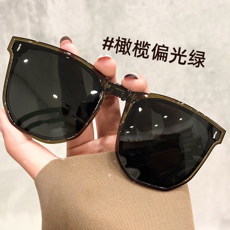 Foldable white sunglasses clip-on myopia glasses for women driving and driving sun protection UV polarized sunglasses for men