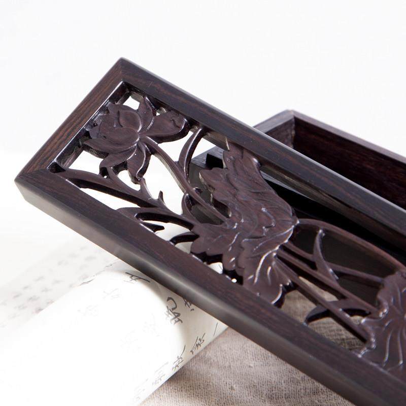 紫光檀卧香盒家用室内檀香炉荷花款实木质茶道线香盒焚香插线香炉,淘宝优惠券,粉丝福利购,淘宝优惠卷