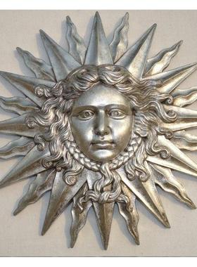 客厅太阳女神复古金色壁挂欧式人物摆件树脂银色浮雕壁饰工艺饰品