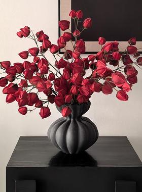 LIVETAI 中古风红色灯笼花彷真花春节生日新年喜庆彷真花束装饰品