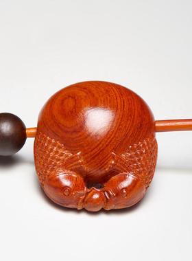 花梨木雕木鱼实木质随身携带中式手把件打击乐器解压佛系念小摆件