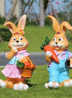 户外树脂仿真动物卡通兔子花园杂货庭院园林景观雕塑创意装饰摆件