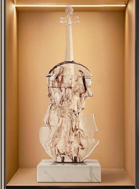 轻奢高级感小提琴艺术摆件高档客厅玄关电视柜样板房软装饰品雕塑