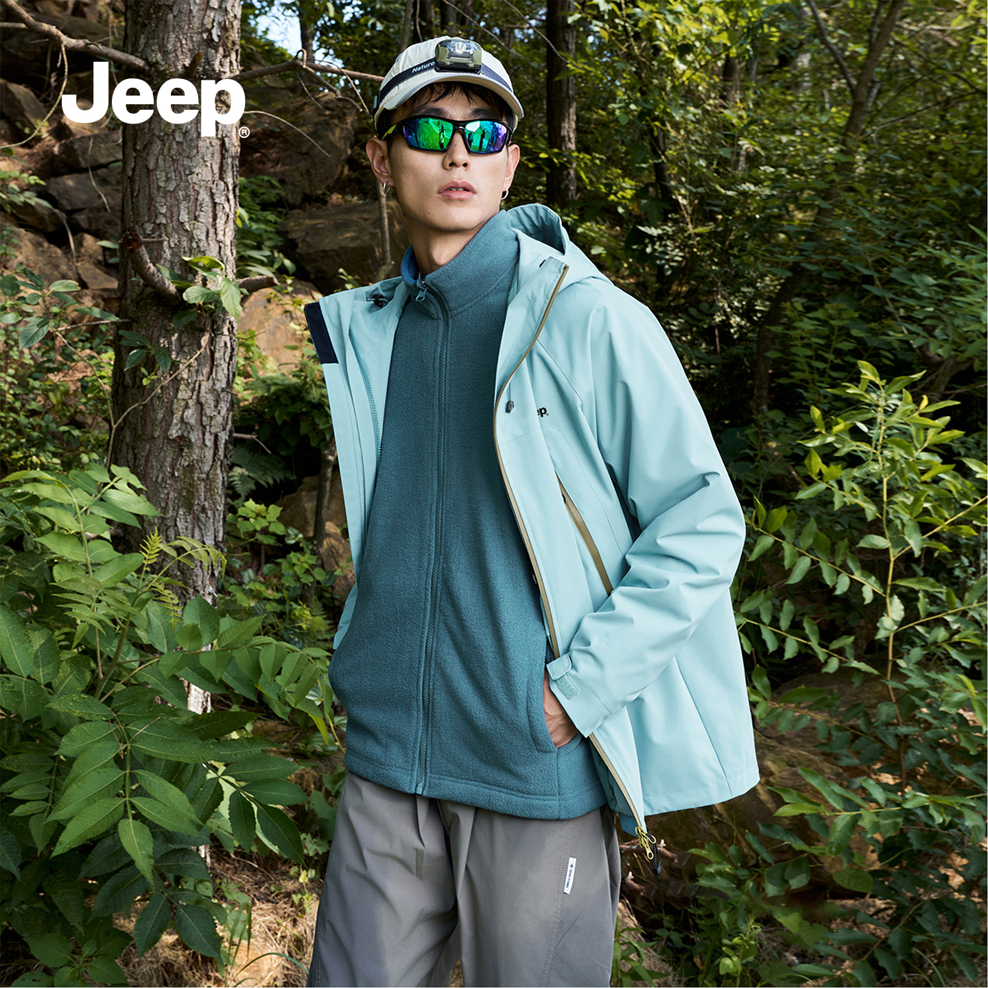 jeep吉普软壳冲锋衣外套男款防风防泼水夹克抓绒保暖上衣女登山服 - 图2