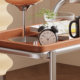 Middle-aged Bauhaus solid wood mobile cart sideboard