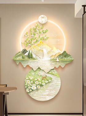 速发日照金山玄壁装饰画奶油风简廊入户挂画走约过道高端墙关灯画