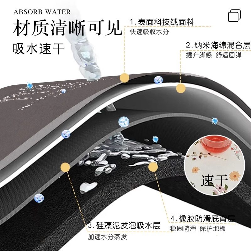 硅藻泥厨房地垫防滑防油可擦免洗吸水垫耐脏门口脚垫新款专用地毯,淘宝优惠券,粉丝福利购,淘宝优惠卷