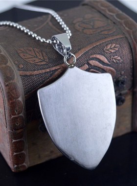 欧美时尚个性挂饰钛钢胜利吊牌 手势图案盾牌吊坠项链饰品STN778