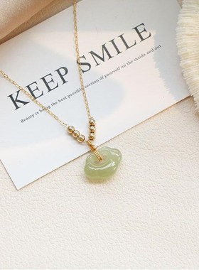 和田吊坠玉天然项链玉石平安锁diy如意配件手链扣小锁骨女南红链