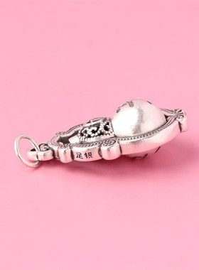99足银古法平安葫芦吊坠可转动项坠diy吊坠银配件配饰国风银饰