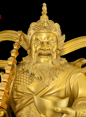铜赵公明财神黄铜赵公明摆件骑y虎武财神赵公明神像招供奉客厅财