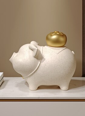 新品猪摆件寓意好客厅电r视酒柜家居装饰品新中式博古架办公室乔