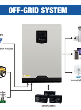 离网储能发电系统高频逆控一体机5kw内置MPPT充电控制器80A逆变器