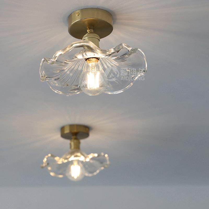 复古绿色荷叶吸顶灯北欧简约餐厅灯具玄关阳台吧台过道铝材玻璃灯,淘宝优惠券,粉丝福利购,淘宝优惠卷