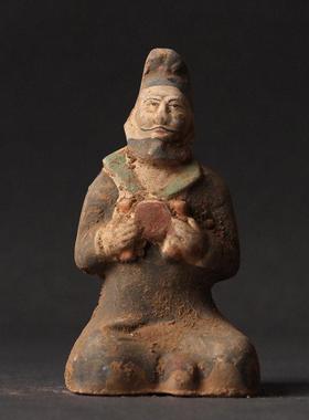 陶器陶俑仿汉乐器俑创意摆件博古架摆件复古工艺品古董古玩收藏品